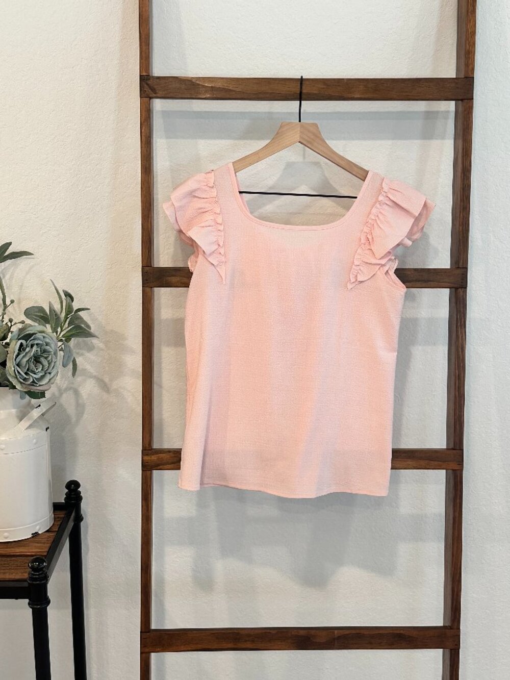 Pink Ruffle Sleeve Bow Back Blouse Small Feminine Coquette Top NWOT - Picture 3 of 11